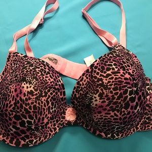 Pink and black padded bra